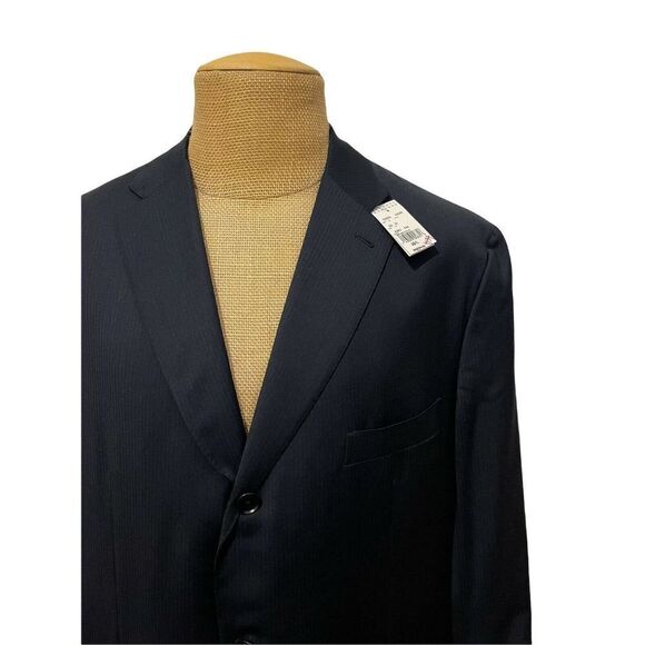 NWT ISAIA NAPOLI Sports Coat Blue Striped Wool STEWART‎ Size 48 L Long $2295 - Picture 3 of 10